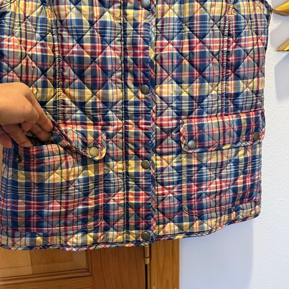 Talbots Diamond Quilted Plaid Vest Women’s Size S Full Zip Mock Beck Pockets - Picture 8 of 12